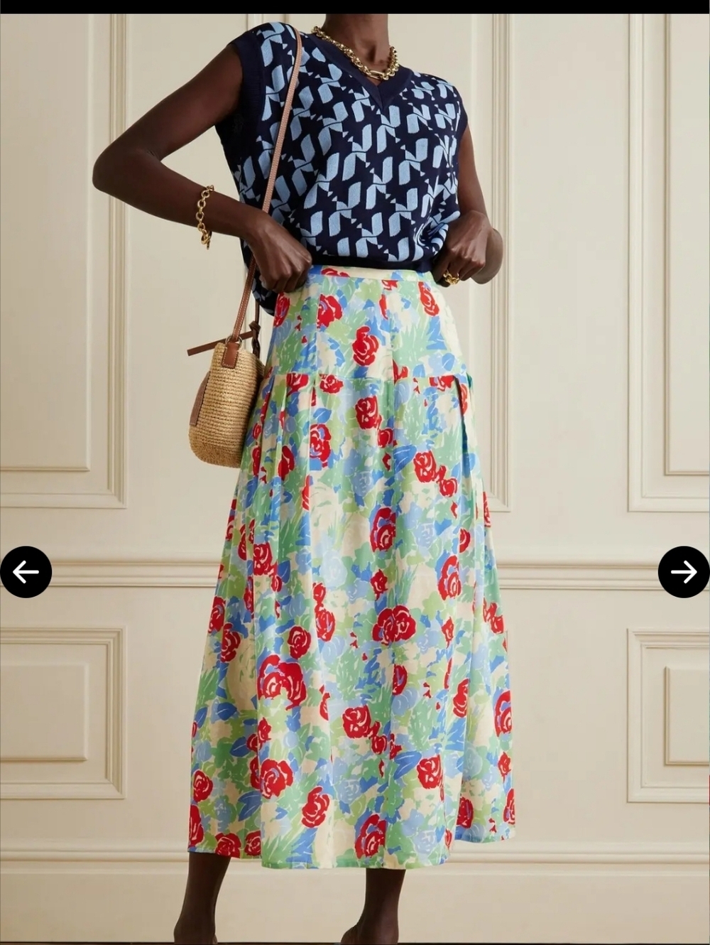 RIXO Nancy Floral Midi Skirt
